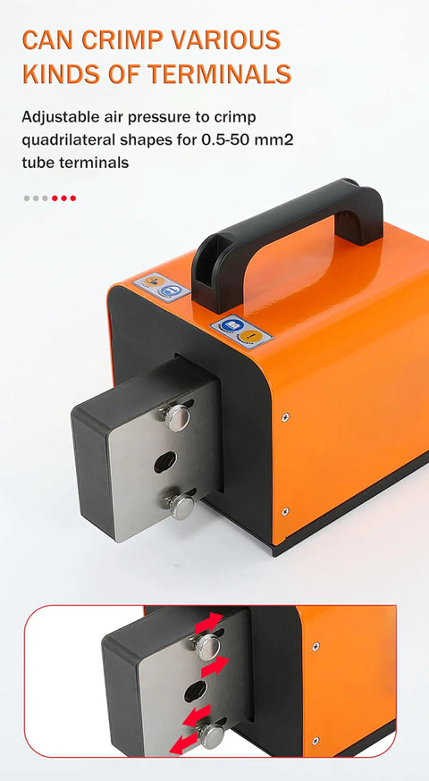 Legit Heavy Duty Pneumatic Crimping Tool With Effortless Foot Pedal, Air Powered Wire Terminal Crimper, adjustable for 0.5 to 50 mm² terminals.