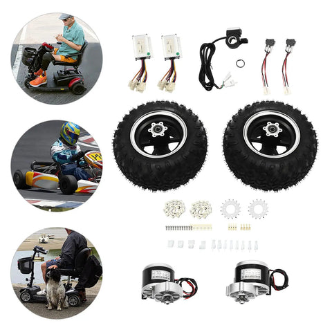 Dual Motor Drive 10 Inch Air Wheel Conversion Kit For Electric Beach Scooters And Go Karts, 24V 250W Twin Wheel Set