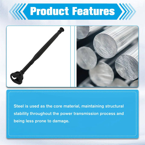 Front Drive Shaft Replacement For C230 C250 C300 E350 S550 CLS63 GLK350 SL65 E63 Dope Upgrade For Your Ride, Quieter Operation, Smoother Shifts, OEM Fit, Part 2044106701 steel front drive shaft with close-up metal material