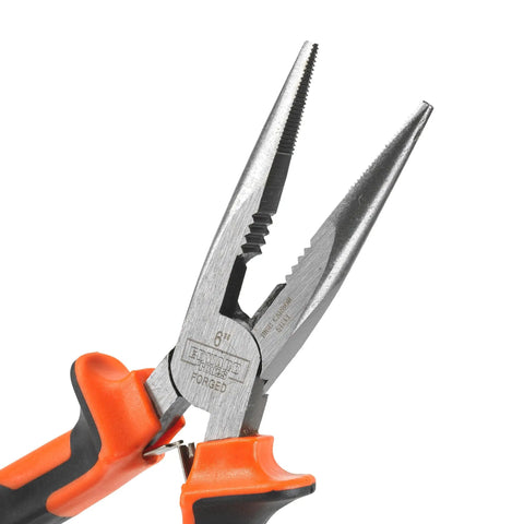Pro Grip 6 Inch Needle Nose Pliers With Long Reach Spring Loaded Handles Hard Carbon Steel Jaws Ergonomic Soft Grip And Safety Ridge For Home DIY Fishing Jewelry Making Crafts And More