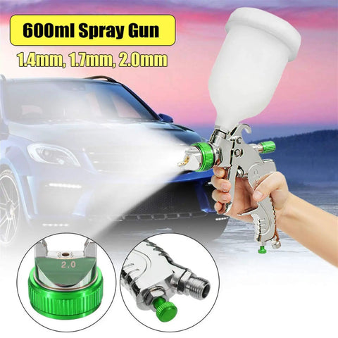 Pro Level Gravity Feed Hvlp Paint Spray Gun With 600 Ml Cup And Quick Swap Nozzles spraying car with adjustable 2.0mm tip.