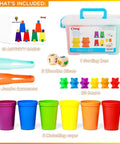 Super Cool Rainbow Counting Bears Set Sixty Bright Plastic Bears And Matching Sorting Cups Awesome Preschool Math Learning Game For Toddlers includes activity cards.