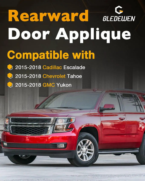 Red SUV showcasing Rear C Pillar Panel Cover For 2015 2018 Cadillac Escalade Chevrolet Tahoe And GMC Yukon Left And Right