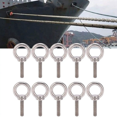 10 Pack M6x25 Eye Bolts Made From 304 Stainless Steel Beefy Heavy Duty Lifting Rings For Swing Sets Tie Downs Outdoor Gear Rustproof Silver Fasteners For Secure Hanging And Hoisting on ship deck