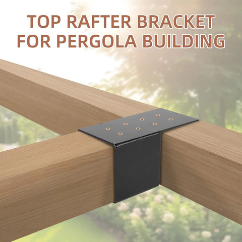 4 Pack Pergola Joist Brackets for 4x4 Wood Posts, Built to Last Heavy Duty Post Connector Braces for Outdoor Decks and Patio Structures, Post Top Rafter Brackets, Rust Resistant Steel