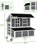 Diagram of Mobile 43 Inch Chicken Coop With Wheels For Easy Relocation, Nesting Box, Perches, Windows, And Pull Out Tray dimensions