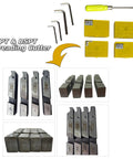 NPT & BSPT threading cutters and tools with hex keys, screwdriver, and plastic cases for heavy-duty pipe threading tasks.