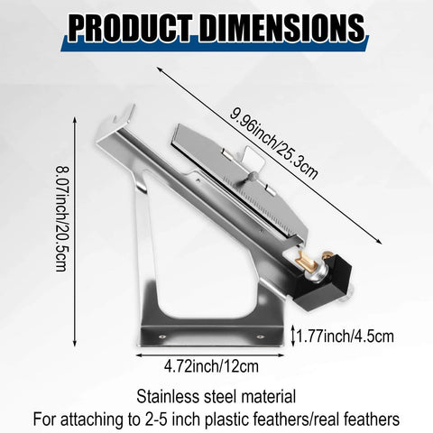 Adjustable Fletching Jig For Archery Tools Kit With Magnetic Clamp, Pro Grade Stainless Steel Arrow Fletching Setup dimensions.