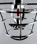 Tough As Nails Automatic Fire Sprinkler Head Machined From Solid Brass Secured By Reinforced Steel Guard Cage, visible red glass element.