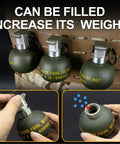 Three dummy grenade replicas made from durable nylon plastic for airsoft tactics and cosplay gear in army green finish.