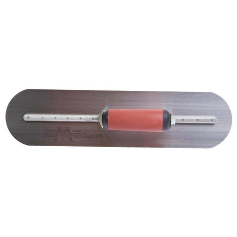 Fully Rounded Concrete Finishing Trowel With High Carbon Steel Blade And DuraSoft Handle, 16 x 4, Made In USA, Xtralite Aluminum Mounting, MXS66FRD Pro, top view