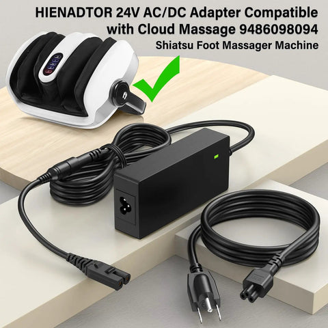 24V Foot Massager Charger Replacement Cord For Shiatsu Foot Massager Deep Kneading Machine With Heat Therapy Compatible With XH2400-2500