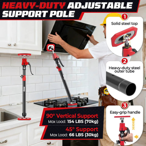 Cabinet Jacks And Heavy Duty Third Hand Tool, Adjustable Support Pole Extends From 23.6 To 45.3 Inches, used in kitchen installation