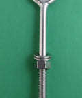 Top Shelf Beefy Stainless Steel 316 Marine Grade Eye Bolt Half Inch By Eight Inch Short Thread Heavy Duty Rigging Hardware with nut and flat washer.