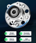 Rear Wheel Bearing Hub Assembly With ABS For Hyundai Elantra 2007 2008 2009 2010 2011 2012 5 Lug 512340 Fits Both Left And Right Rear Sides 1 Pc Replacement, depicted in a frontal view, made of high-quality steel with labeled features.