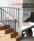 Tough As Nails Outdoor Stair Handrail Kit For Three To Four Steps Featuring Rust Proof Iron Railings with adjustable height on stairs.