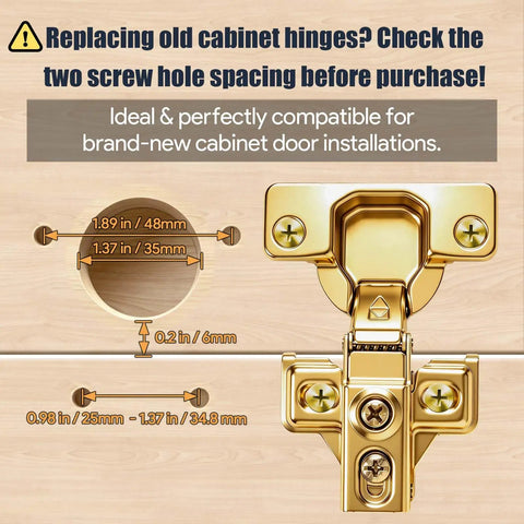 Gold Finish 50 Pack Soft Close Cabinet Hinges For Kitchen Cabinets Half Overlay Stainless Steel Built In Damper diagram