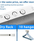 Portable Twin Tub Washing Machine With Drying Rack And Ten Hangers, 12 Lb Washer Plus 7 Lb Spinner, controls and accessories shown.