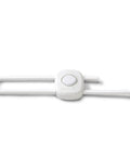 OutSmart Slide Lock Four Pack Kidproof Cabinet And Drawer Latches Easy One Hand Operation No Drilling Required Hidden Button Design White Pack Of 4 For Safer Home shown flat on surface