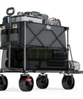400L Large Capacity Folding Wagon With Brakes, 54 Inch Extender, Double Decker Cart, shown with loaded camping gear
