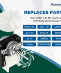 Universal SM550 Bathroom Exhaust Fan Motor Replacement Kit 120V 3000 RPM 50 CFM product with compatible model list