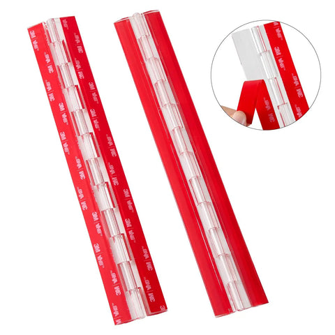 12 Inch Clear Acrylic Piano Hinges 4 Pack Adhesive Continuous Hinges For Aquarium Lids Cabinet Doors with red backing.