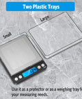 Pocket Digital Kitchen Scale For Jewelry And Cooking, 500g Capacity With 0.01g Precision, Backlit LCD Display, 2 Trays