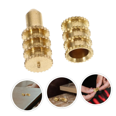 Copper Table Dowel Set For Dining Tables With Pin Hardware Connector Kit For Table Leaves And Dowel Rails, brass connector pieces