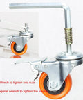 Heavy Duty Stem Casters With PVC Wheels 2 Inch Brake Dual Locking M8 Stem 1 Inch shown with installation tools
