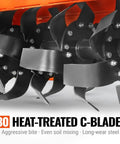 Close-up of 30 heat-treated C-blades on 48 Inch Rotary Tiller For 3 Point Hitch Cat 1 And 2 Gear Drive With PTO Shaft Included