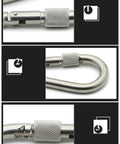 Close-up view of Top Tier 304 Stainless Steel Double Ended Swivel Eye Hook details with knurled grip for secure fastening.
