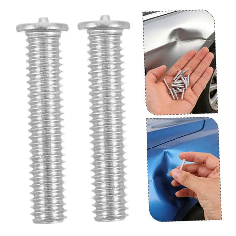 Get Those Dings Gone With These 50 Silver Metal Car Body Repair Welding Studs 4mm, two studs shown for dent pulling.