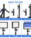 Instructions for Two Pack Dimmable USB LED Video Lights 5600K With Adjustable Brightness And 180-Degree Tilt with tripods and filters.