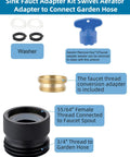 Faucet To Garden Hose Adapter Kit Easy Install Brass Matte Black With Washer And Aerator Key, Female To Male Converter Includes Threads Image