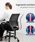 Ergonomic Mid Back Mesh Office Chair With Lumbar Support All Day Comfort For Work From Home Height Adjustable Seat