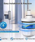 3 Pack Refrigerator Water Filter Replacement For Samsung Models With 0.5 Micron Carbon Block Filtration That Removes 99.99 Percent Turbidity And Sediment Easy Install And Long Lasting Taste beside refrigerator