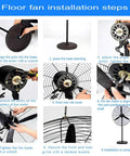 Floor fan installation steps for Heavy Duty Industrial Oscillating Tower Fan With Three Speed Big Time Airflow And One Click Auto Swinging Head Built Like A Tank For Workshop Shifts And Backyard Hangouts In Matte Black.