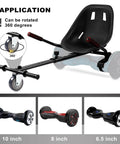 Hoverboard Seat Attachment For Kids And Grownups, Go Kart Attachment For Self Balancing Scooters, Adjustable Frame, Black