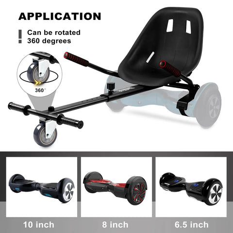Hoverboard Seat Attachment For Kids And Grownups, Go Kart Attachment For Self Balancing Scooters, Adjustable Frame, Black