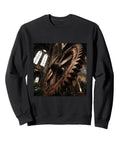 This Black Industrial Gear Crewneck Sweatshirt Rocks Steampunk Architecture Vibes With A Classic Fit Seamless Body And Durable 1x1 Ribbed Collar For Maximum Chill Factor features an industrial gear graphic.