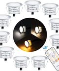 Recessed LED Deck Light Kit With Remote 10 Pack Dimmable Outdoor Lights IP67 Waterproof 12V Stair And Yard Lighting