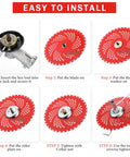 Installation guide for Six Steel Teeth Razor Trimmer Heads And Three Teeth Brush Cutter Blades Set with step-by-step instructions