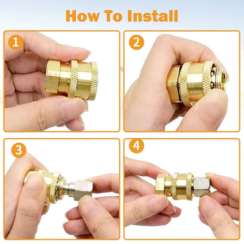 8-pack 1/4 in NPT stainless steel pressure washer quick-connect fittings set with internal threads, male and female.