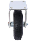 Front view of 8 Inch Pneumatic Caster Wheel With Rigid Plate Mount, Beefy Steel Hub And Ball Bearings, Five Eighths Inch Bore