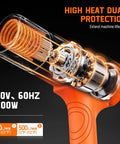 Cutaway view of Newly Upgraded Heat Gun With Cool Mode 100F To 1200F, 1800W Heavy Duty Hot Air Tool showing internal components.
