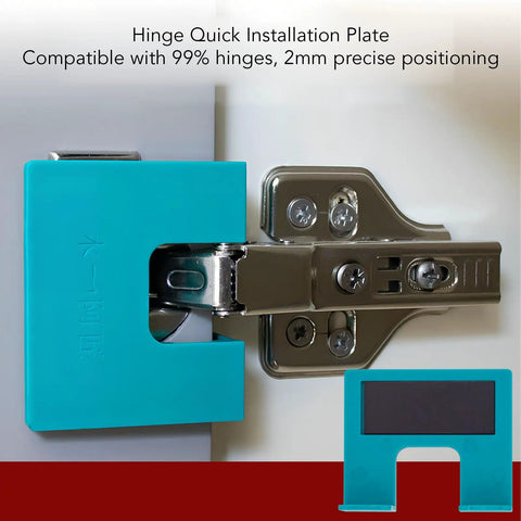 Door Jamb Hinge Jig Set 2 Piece Magnetic Alignment Tool for Woodworking shown installed with 2mm precise positioning