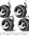 Four Pack Non-Locking Boat Hatch Latches Fits 2-3-8 To 2-1-2 Inch Cutouts Silver, Replacement Hatch Latch For Boat Lid, Hatch Handle, Storage Compartments, Easy Install, Durable Marine Hardware, four black and silver hatch latches with mounting parts