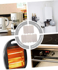 Collage of kitchen appliances with Heat Resistant Mica Plates For Microwave Ovens 5 Pack Universal Waveguide Cover Insulation Sheets
