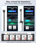 Plug And Go Portable Level 1 And 2 EV Charger With 25 Foot Cord J1772 Connector for NEMA 5-15 and 6-20 outlets compatibility.