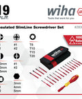 Insulated SoftFinish SlimLine 19 Piece Blade Set With Ergonomic Handle, Includes Slotted Pozidrive Hex Phillips Bits